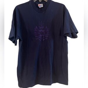 Vintage Queen Elizabeth II Commemorative  T-Shirt Hanes Beefy T 100% Cotton Navy